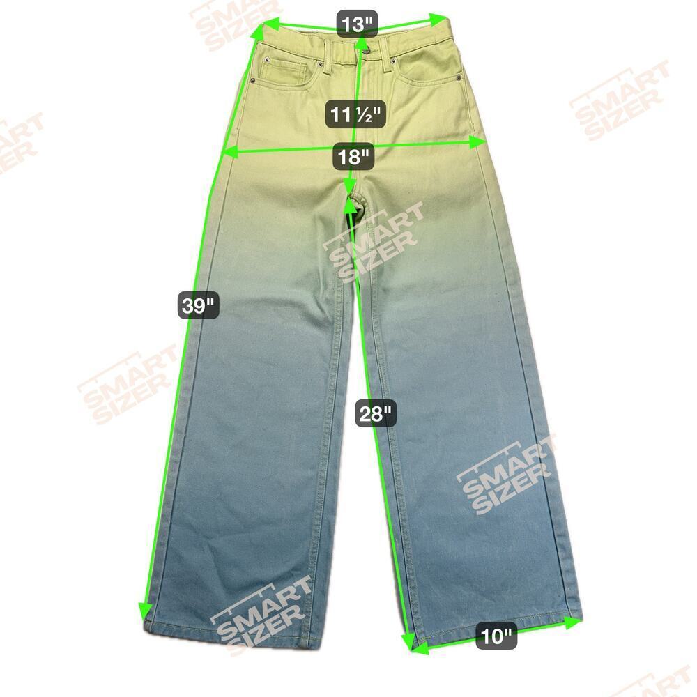 BDG Urban Outfitters High & Wide Ombre Jeans Green Blue Hi Rise Wide Leg Size 26 - Picture 3 of 11